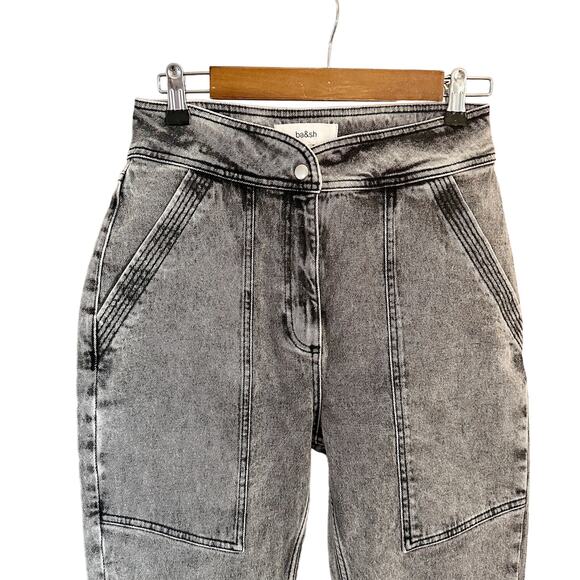 ba&sh Mame Moto Jeans 4 Black NEW - Picture 4 of 11